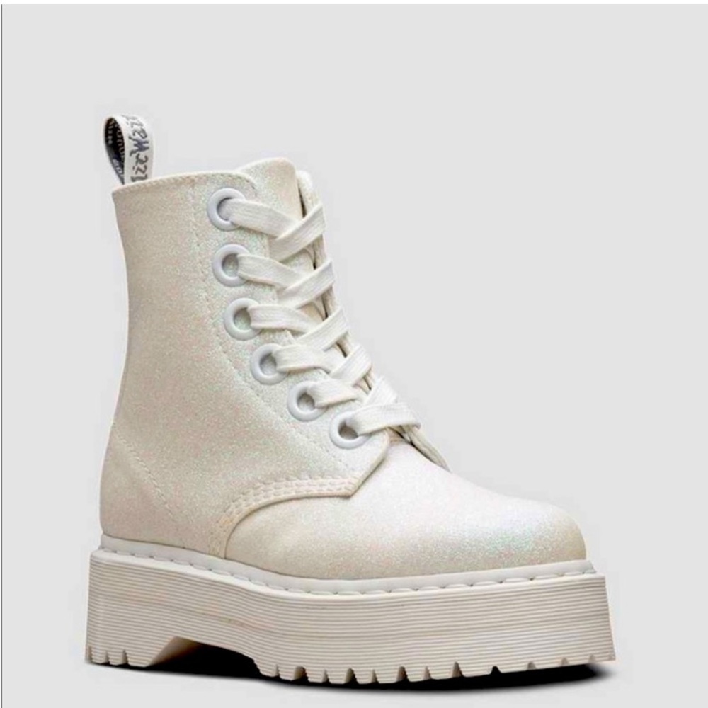 Dr. Martens Molly Fine Glitter Boots In White